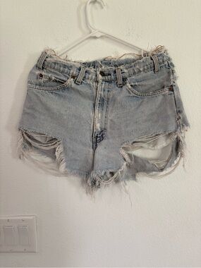 Light Wash Distressed Denim Shorts